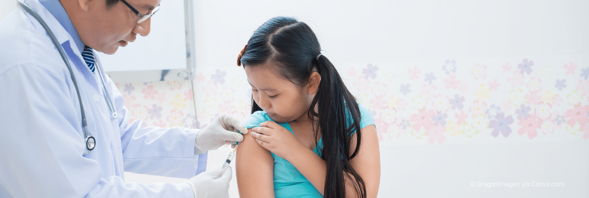Asian Girl Getting Vaccinated