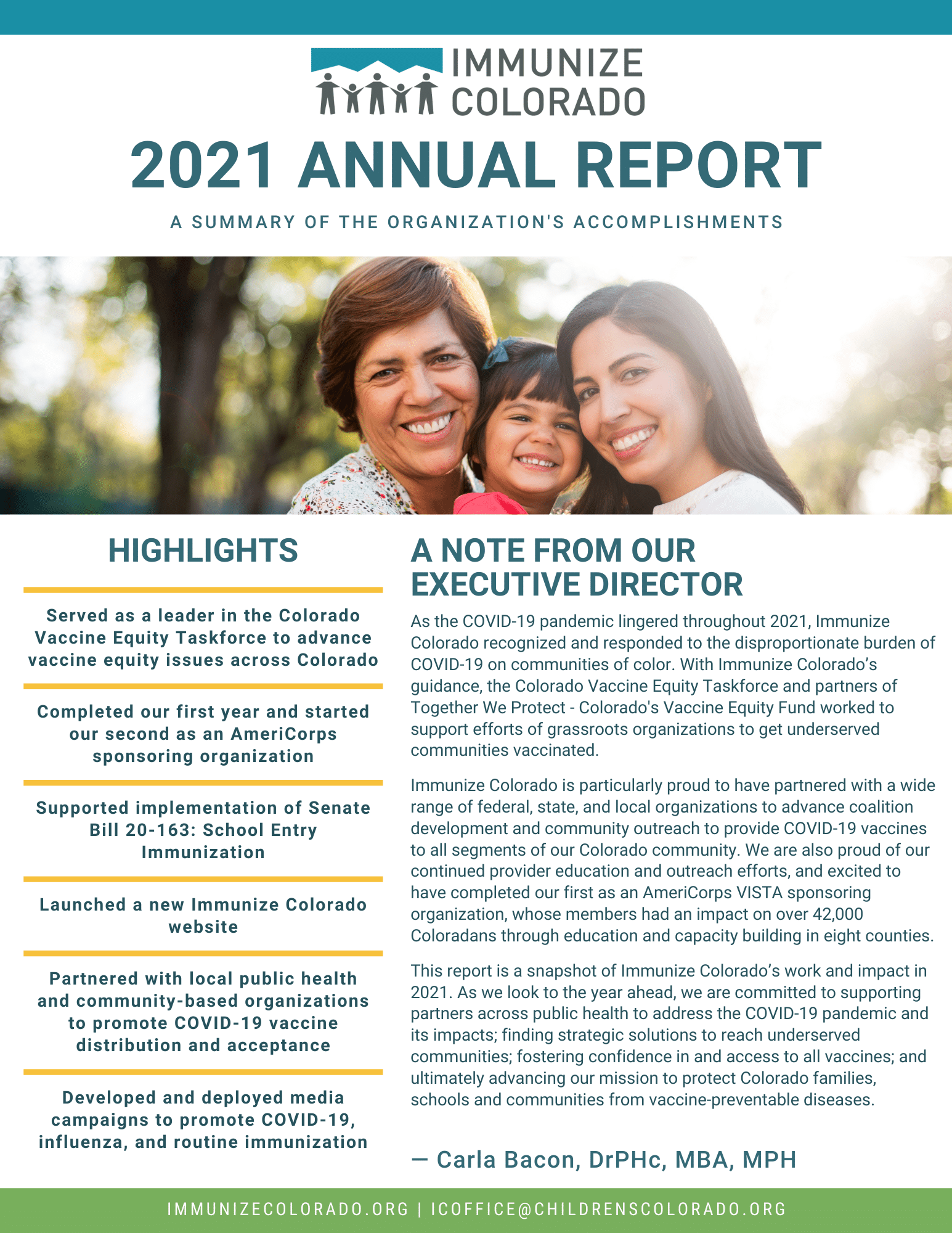 Immunize Colorado 2021 Annual Report