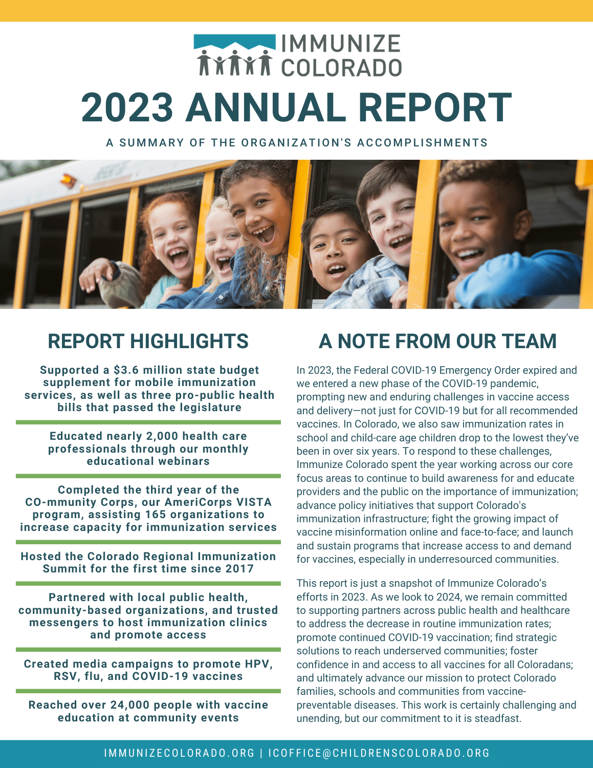 Immunize Colorado 2023 Annual Report